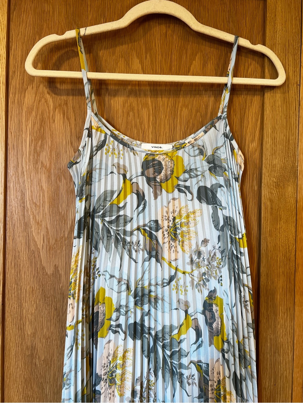 Vince Marine Garden Pleated Cami Dress Surf Mist Floral Size XS Spring Colorful - Picture 3 of 6